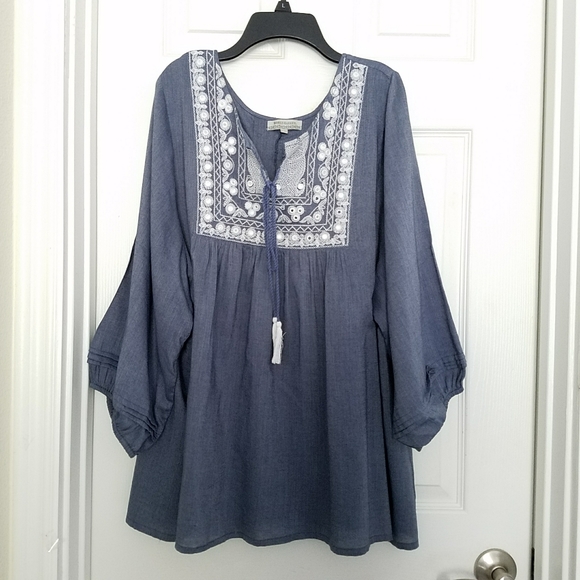 World Market Tops - World Market Embroidered Cotton Top